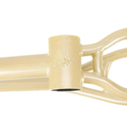 Close-up of beige WETHEPEOPLE PATHFINDER Frame bottom bracket area with signature engraving.