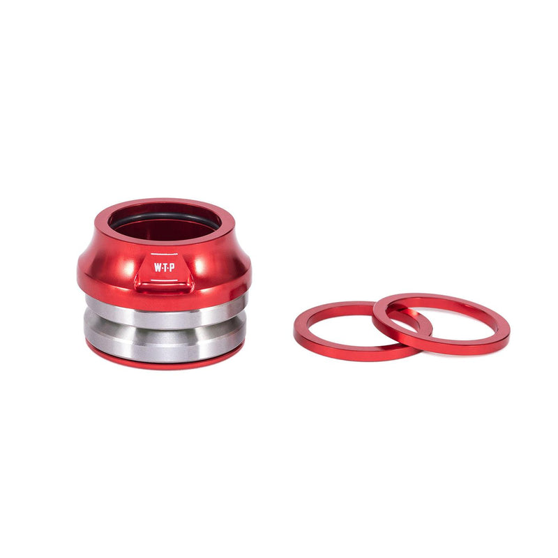 WETHEPEOPLE COMPACT HEADSET in red 6061-t6 alloy with precision sealed bearings and two 3mm spacers for 1 1/8" steerer tube