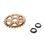 WETHEPEOPLE LOGIC SPROCKET in gold CNC machined 6061-T6 alloy with adapters for BMX cranksets