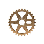WETHEPEOPLE LOGIC SPROCKET CNC machined 6061-T6 alloy BMX sprocket bronze color with 25T or 28T options and wider spoke design