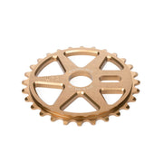 WETHEPEOPLE LOGIC SPROCKET made of 6061-T6 alloy with CNC machined design in bronze color, available in 25T or 28T sizes.