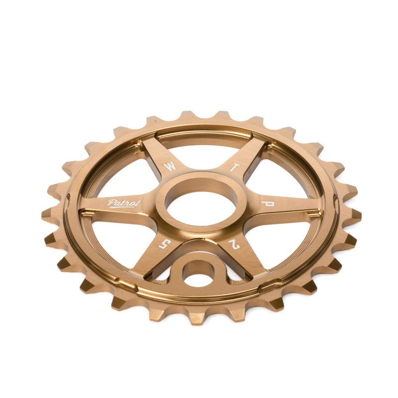WETHEPEOPLE PATROL SPROCKET CNC machined 6061-T6 alloy bike sprocket with offset teeth and classic racing design