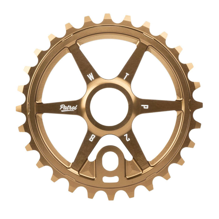 WETHEPEOPLE PATROL SPROCKET gold CNC machined 33t bike sprocket with offset teeth and classic design