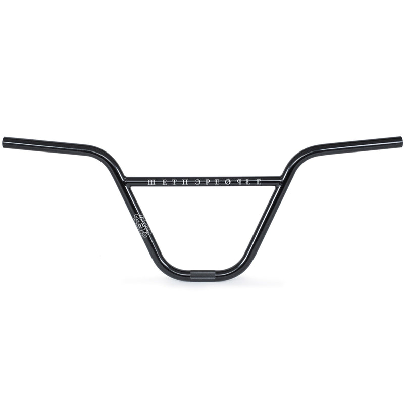 WETHEPEOPLE PATRON BAR black BMX handlebar made from heat-treated 4130 chromoly with multiple butted tubing and classic dual radius bends