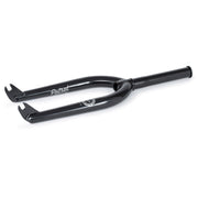 Black WETHEPEOPLE PATROL FORK made of 4130 CrMo steel with CNC machined dropouts and 6061 alloy topcap for BMX bikes