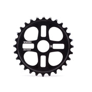 Black WETHEPEOPLE 4STAR SPROCKET bolt drive made from 6mm thick 6061-T6 alloy with 4-spoke design and 28t size.
