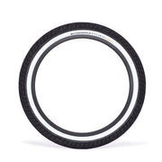 WETHEPEOPLE ACTIVATE TIRE black BMX bike tire with fast-rolling tread and white sidewall designed for durability and grip