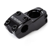 Black WETHEPEOPLE HYDRA STEM 6061-T6 alloy BMX bicycle stem with shark tooth clamping and wider 48mm cap for strong handlebar grip