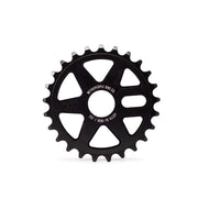 WETHEPEOPLE LOGIC SPROCKET black CNC machined 25T alloy bike sprocket with wide spoke design and adaptors.