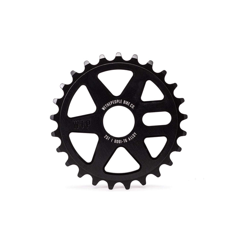 WETHEPEOPLE LOGIC SPROCKET black CNC machined 25T alloy bike sprocket with wide spoke design and adaptors.