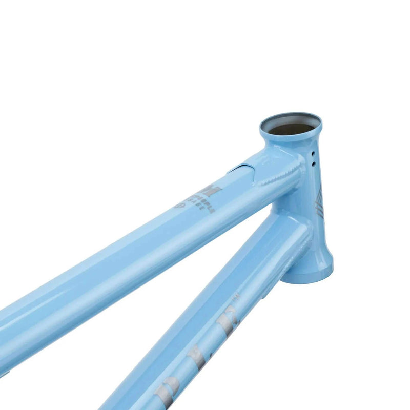 Lightweight blue WETHEPEOPLE MESSAGE FRAME with strong 4130 crmo tubing for technical park riding