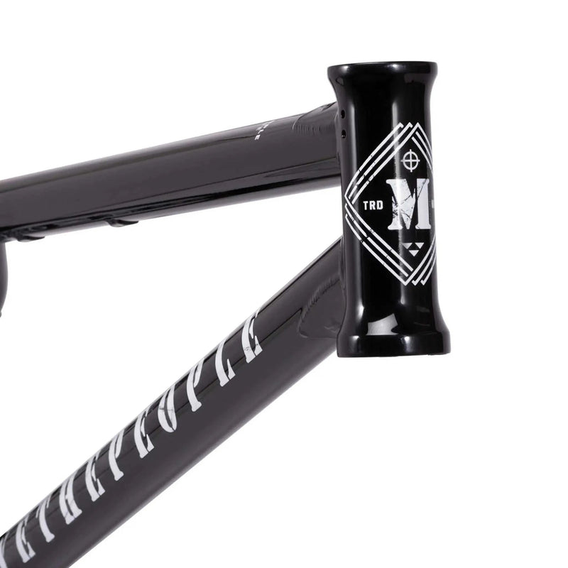 Black WETHEPEOPLE MESSAGE FRAME made from lightweight butted Japanese 4130 crmo tubing with CNC machined parts and technical park geometry.