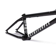 Black WETHEPEOPLE MESSAGE FRAME BMX bike frame with technical park geometry and durable 4130 CrMo tubing
