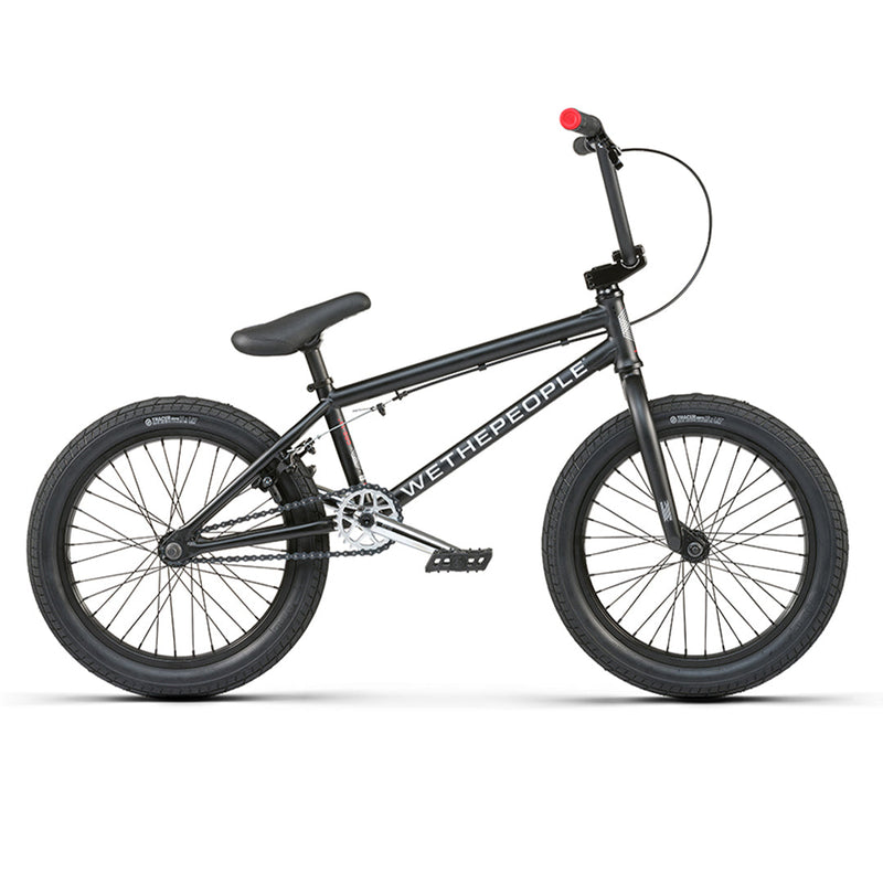 WETHEPEOPLE CRS 18" black BMX bike with 18-inch frame, crmo down tube, and salt components designed for progression riding