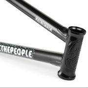 Wethepeople Pathfinder BMX bike frame in black with CNC head tube and graphic detailing