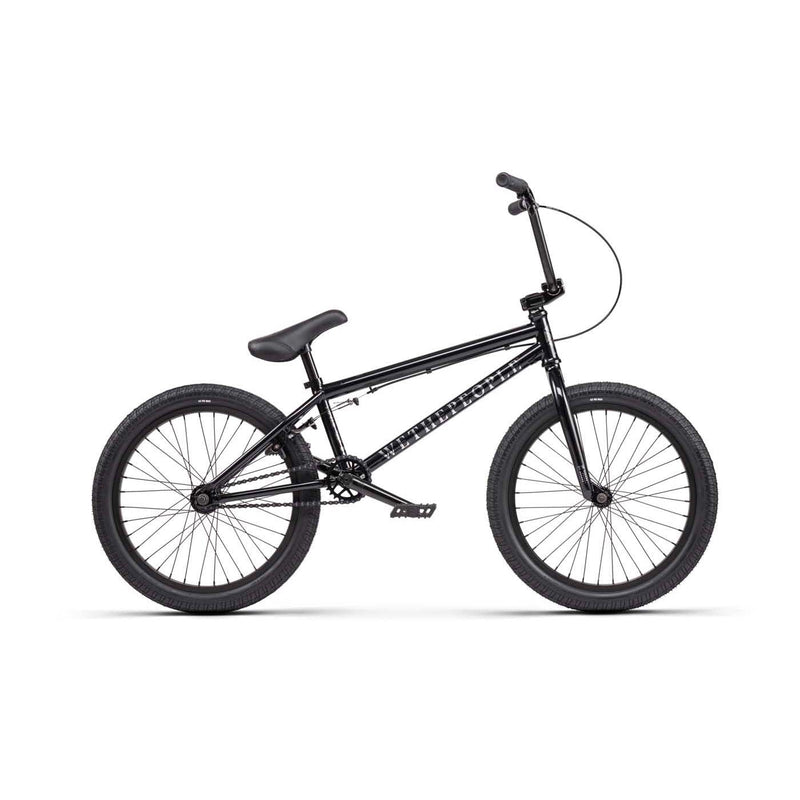 Black WETHEPEOPLE THRILLSEEKER BMX bike with 20.5" top tube, lightweight frame, and Salt components designed for transition and ramp riding.