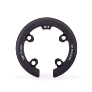 Black WETHEPEOPLE PATHFINDER GUARD bolt-on bash guard made from 6061-T6 alloy for BMX sprockets, durable and lightweight design.