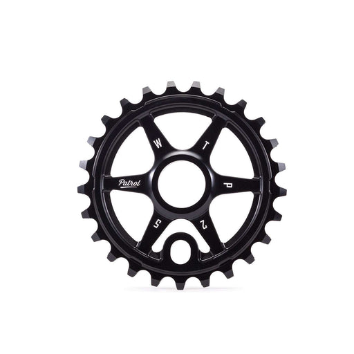WETHEPEOPLE PATROL SPROCKET black CNC machined alloy bike sprocket with offset teeth and classic design