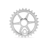 WETHEPEOPLE PATROL SPROCKET silver CNC machined 6061-T6 alloy bike sprocket with offset teeth and classic racing design