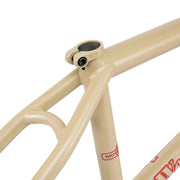 WETHEPEOPLE TRIGGER FRAME BMX bike frame in matte tan with adaptive geometry and durable 4130 crmo tubing