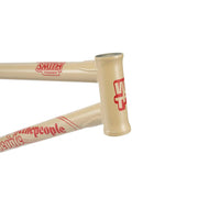 WETHEPEOPLE TRIGGER FRAME beige BMX frame with red logo and text