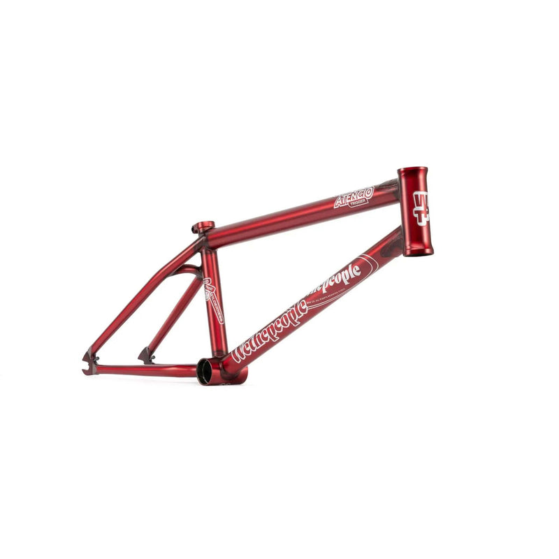 Red WETHEPEOPLE TRIGGER BMX bike frame with adaptive geometry and durable 4130 crmo tubing