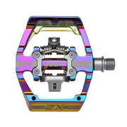 HT COMPONENTS X2 PEDALS with CNC machined aluminum body and clipless downhill race system in iridescent finish