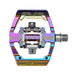HT COMPONENTS X2 PEDALS with CNC machined aluminum body and clipless downhill race system in iridescent finish