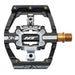 HT COMPONENTS X2T PEDAL with CNC machined aluminum body, clipless system, and titanium axle for downhill racing.