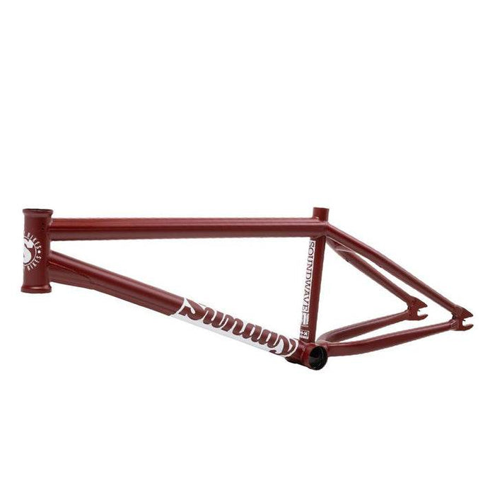 Red Sunday Soundwave V3 lightweight 4130 chromoly BMX bike frame with hollow dropouts and integrated chain tensioners