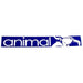 Blue animal street sticker with stylized animal graphic and white text