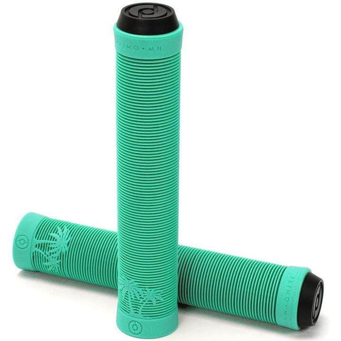 Primo Cali Grips turquoise bike handlebar grips with ribbed texture and no flange for comfortable grip