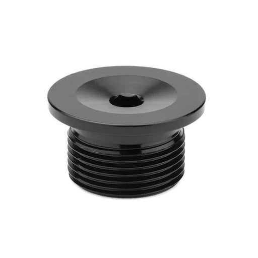 Black CNC machined 6061-T6 aluminum Mission Cap Top Bolt with M24*P1.5 thread and allen key slot for fork caps.