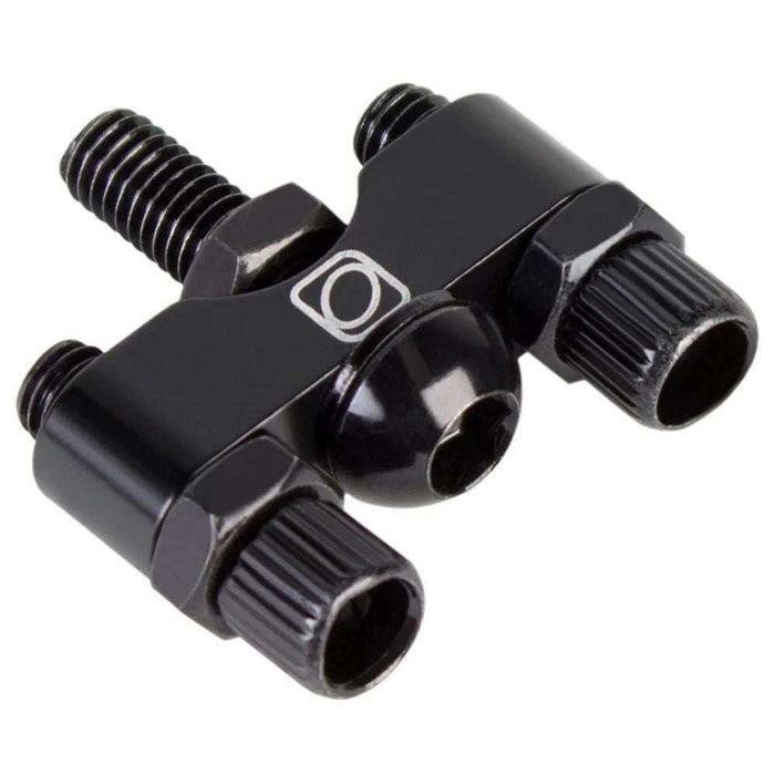Black Gyro London Mod bicycle cable guide adapter for dual cable setup with barrel adjusters
