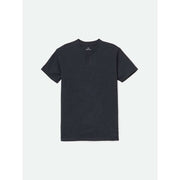 BRIXTON BASIC black short sleeve slub Henley tee with button placket