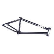 Black CULT DEVON SMILLIE BMX bike frame made from 100% cult classic tubing with gussets and integrated headtube.
