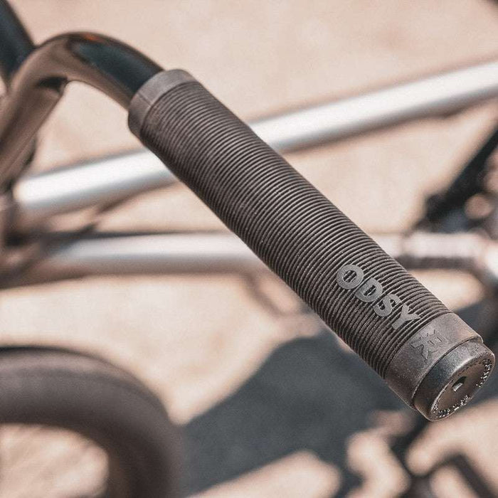 Close-up of black Odyssey grip on Sunday Scout 20" BMX bike handlebar