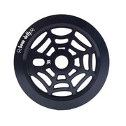 Black Bone Deth Web Slinger guard sprocket made of 14mm thick 7075-6 alloy with wide chain compatibility and 24mm bore.