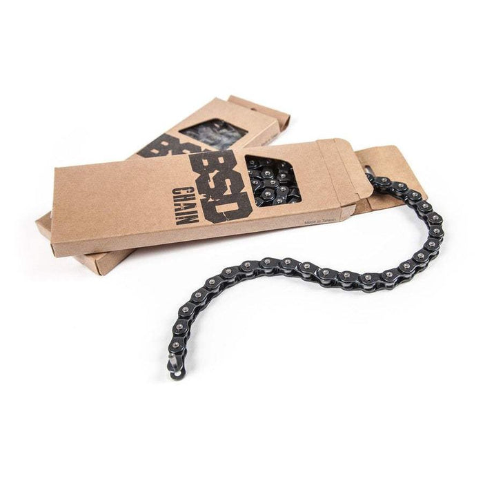 BSD 1991 Halflink Chain with rustproof teflon coating and stamped logos, 96 links, 1/2" x 1/8" size, compatible with 8t drivers.