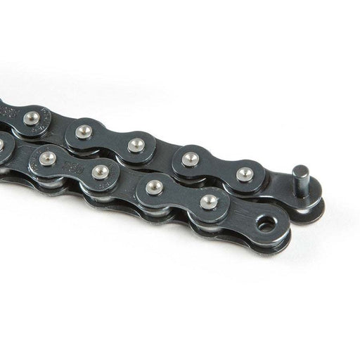 Black BSD FOREVER CHAIN with half link, rustproof Teflon coating, stamped logos, and mushroomed pins, compatible with 8t drivers.