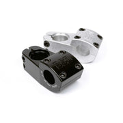 BSD Levelled Toploader Stem in black and silver, CNC machined from 6061-T6 aluminum, 27mm rise, 50mm reach, clamps 7/8" or 1" OS handlebars.