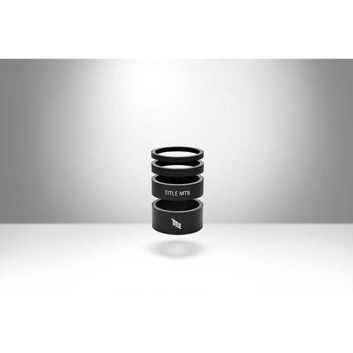 Matte UD carbon MTB headset spacer kit with 3, 5, 10, and 15mm spacers