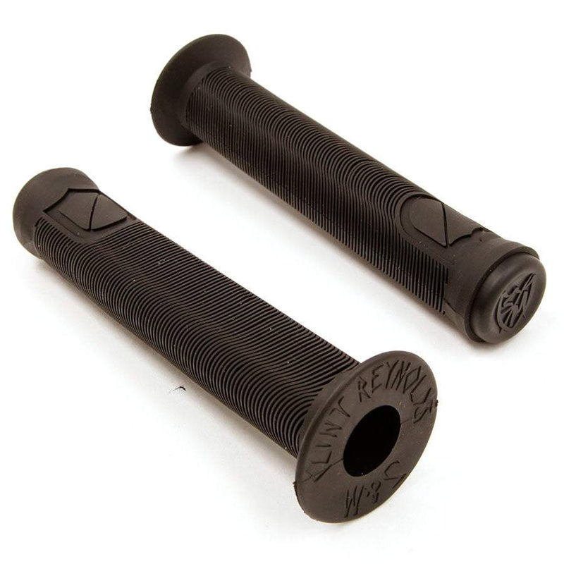 S&M Reynolds Grips black super soft BMX bike grips with medium flange and nylon plug bar ends