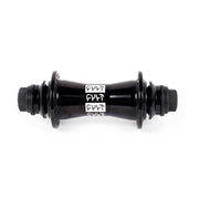 Black CULT CREW FRONT HUB with 6061 aluminum shell and precision push-thru female axle