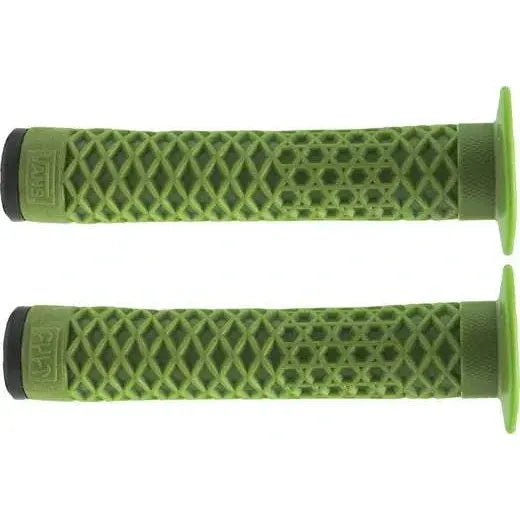 Green Cult VANS waffle grips with flange and textured surface for BMX handlebars