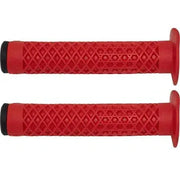 Red Cult VANS waffle grips with flange for BMX handlebars featuring waffle texture and soft rubber compound