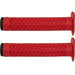 Red Cult VANS waffle grips with flange for BMX handlebars featuring waffle texture and soft rubber compound