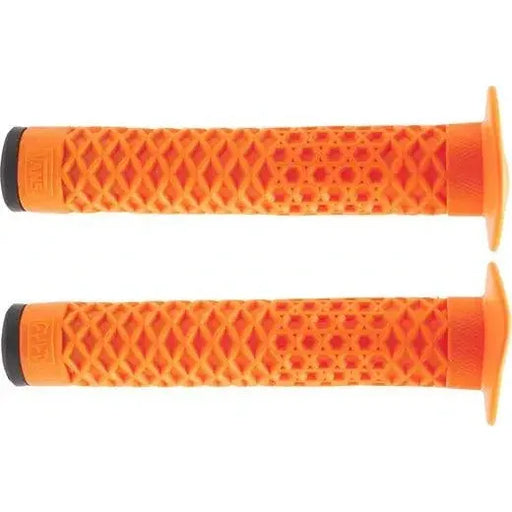 Orange Cult VANS waffle grips with flange for BMX handlebars featuring soft krayton rubber and iconic waffle pattern