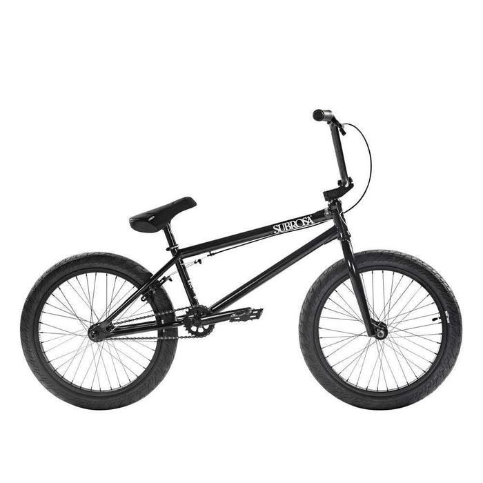 Black SUBROSA TIRO XL BMX bike with 20-inch wheels and Hi-Ten steel frame designed for riders 5 to 6 feet tall