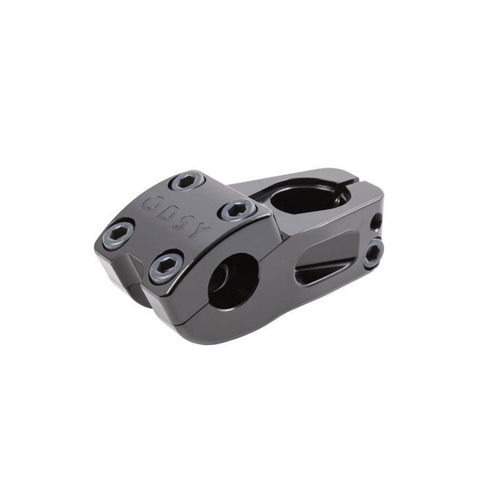 ODYSSEY WALSH STEM black CNC machined aluminum bike stem with six bolt clamp and unique handlebar grip design